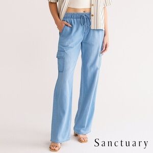 Sanctuary/Cargo Pants/size Large. Denim Wide Leg Sky Blue.